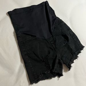 Pinkblush maternity black distressed shorts